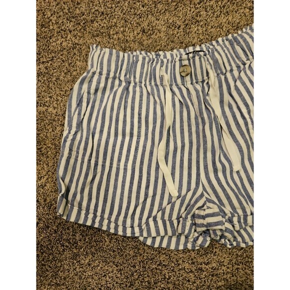 Streetwear Society Shorts Womens L Large Blue White Striped Drawstring Pockets - Picture 2 of 9